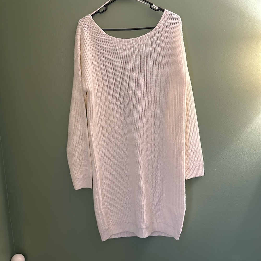 Nasty Gal White Backless Sweater Dress